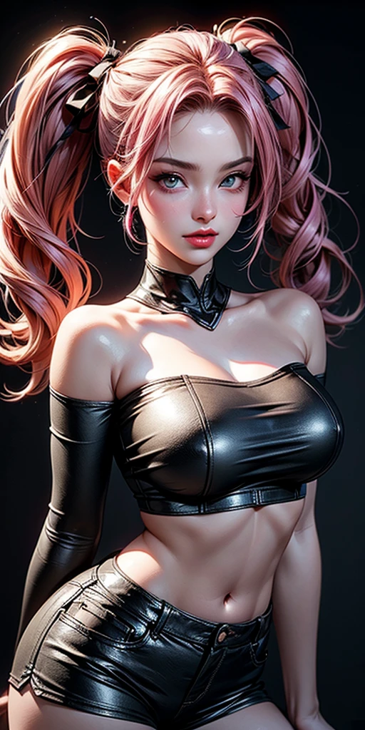 Best Quality, Masterpiece, Portrait, Perfect Anatomy, Femininity, Cool, Flawless, One Woman, Solo, Sexy, Stylish, Mature, Purple Eyes, Long Light Pink Hair, Big Breasts, Red Lipstick, Big Breasts, In a Sexy Sheer Top, portrait