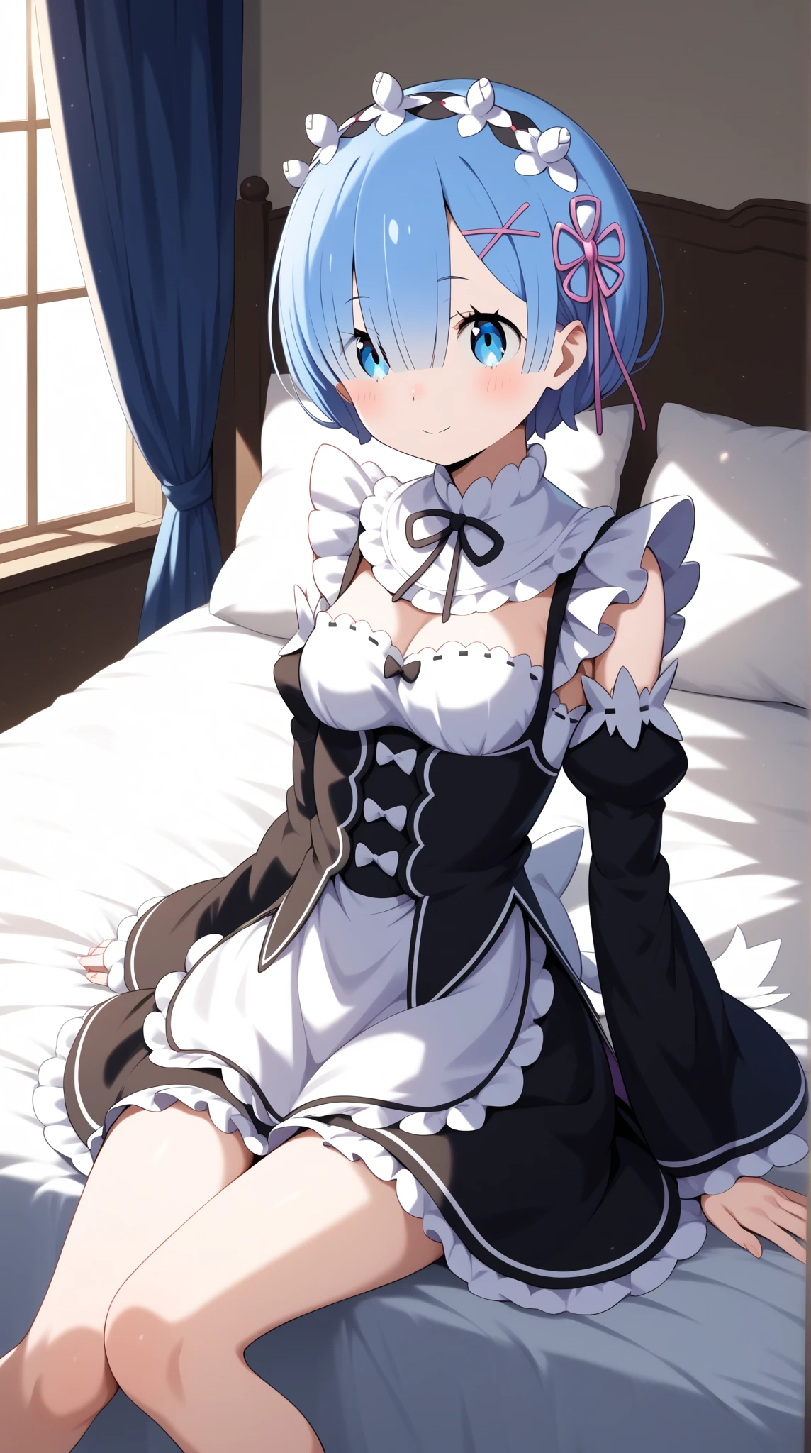 rem,maid headdress,light smile,best quality, best colour, outside in front of a calvary, medium breast, on they knees, praying