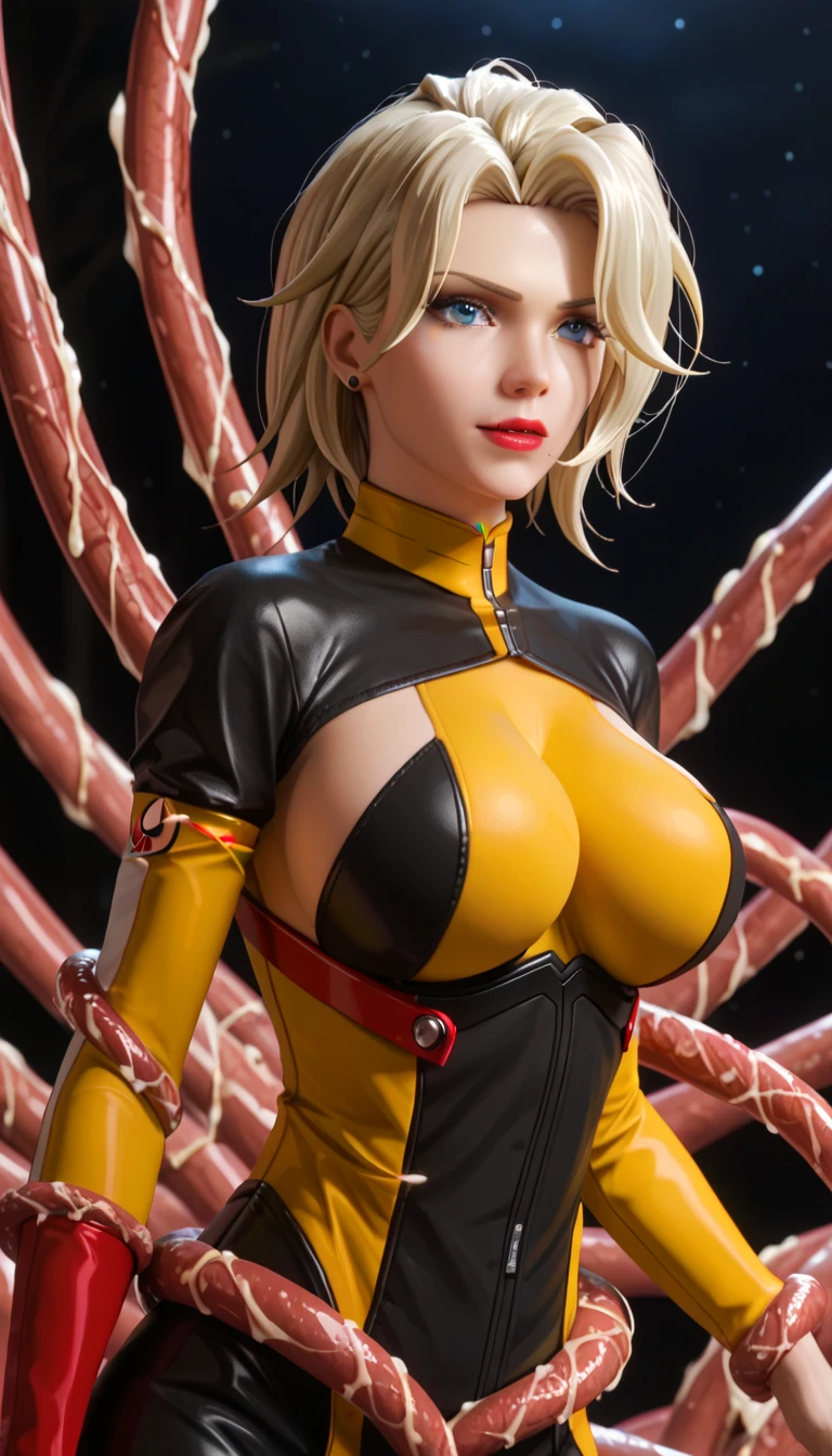 best quality, masterpiece, 1girl intricate detail, (full body), detailed face, smug, looking at viewer, detailed hairstyle, choker, <lora:igawasakura-taimanin-richy-v1:1> igawasakura, taimanin suit, leotard, turtleneck, elbow gloves, fishnets, showgirl skirt, pleated skirt, thighhighs <lora:add_detail:1> huge breasts