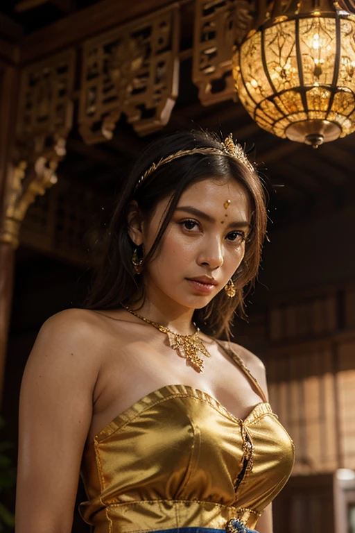 Create realistic 3D images of ancient Thai necklaces in various styles decorated with rare and beautiful colored stones.