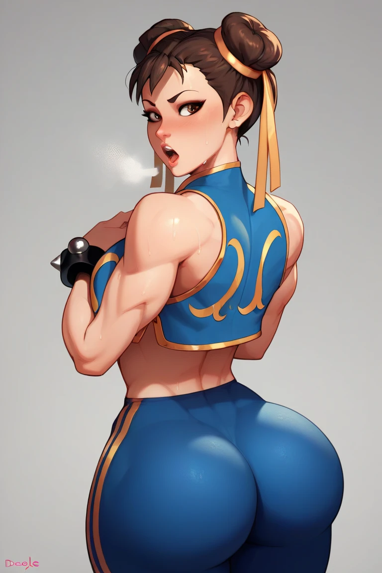 personaje chun li lado posterior mostrando el culo y su ano, NSFW sexy mostrando su posterior full body size
