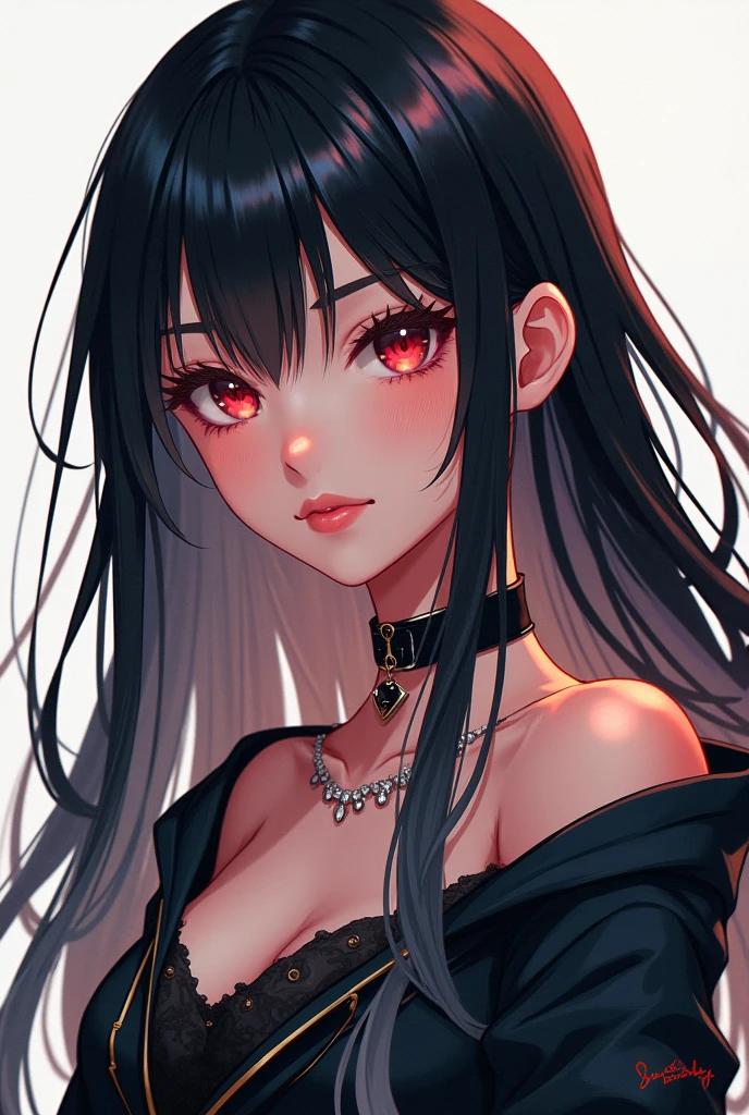 ((Highest quality)), Ultra-high resolution,Adult women, alone, sexy, (Stern face), (Red eyes), Beautiful face in every detail,(High resolution detail of human skin texture), (Black irregular long hair), Black coat,Black suit pants,A mercenary woman,Realistic:1.4,Realistic:1.4,Dark room,((masterpiece)),Perfect Eyes,Perfect Eyes
