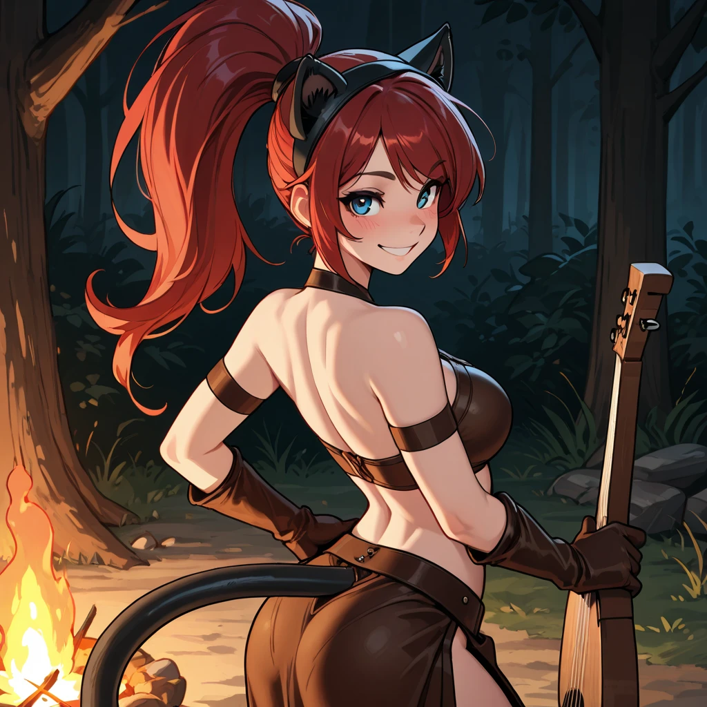 ((masterpiece, top quality)), (1 girl, small breasts), tan marks, dark skin, tan, disgust, from below, standing, hands on hips, upper body, wide shot, black short hair , cat ears, (cloak, glasses, lower milk), (breast harness, muscular, wide hips, thick thighs, navel, thigh strap, leather long pants), boots, ((holding a dagger in the handle, dagger&#39;s Combat posture, outdoors, assassin, ninja \(final fantasy\) ))), forest, dungeon background, nature, medieval, reflected light, raytracing, delicate background, ((wide shot)) ((detailed facial features) )), Shallow Depth of Field, [Volume Fog], Cinematic Lighting, Reflections, 8K Resolution, Subtle, Absurd, Realism, Absurd, High Detail, (Ray Tracing), High Definition, Ultra Detail, Physically Based Rendering, Surreal, Natural Light, (Highly Detailed CG 8K Wallpaper), (Very Delicate and Beautiful), (Masterpiece), (Highest Quality: 1.0), (Ultra HD Resolution: 1.0), Beautiful Lighting, Realistic Shadows, [Hi-Res], Detailed Skin, Super Detailed, (Real, Photorealistic: 1.4)