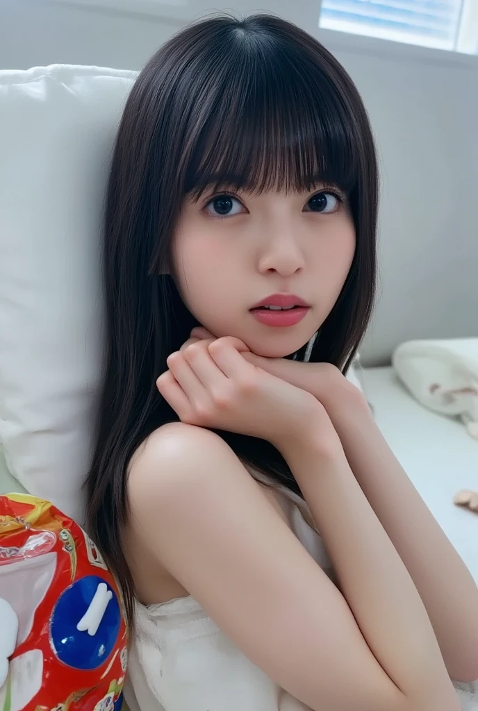 nsfw,Best quality, masterpiece, ultra high res, (photorealistic:1.4), 1 japanese girl,18 years old,(gang bang:1.2),multiple men, lying on up,high angle,slim body,sex,back_position,penis in pussy,(cum on stmach,cum on face,cum on legs,cum overflow:1.2), all fours,(large breasts:1.3),(sad and crying:1.2),perfect pussy,on bed