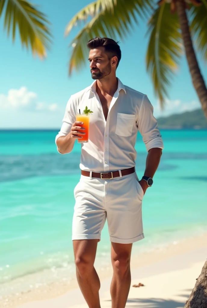 Young handsome cute white skinned smooth skinny beautiful face shirtless carrying water from an artecian well to a craft jug or parrot on his shoulder