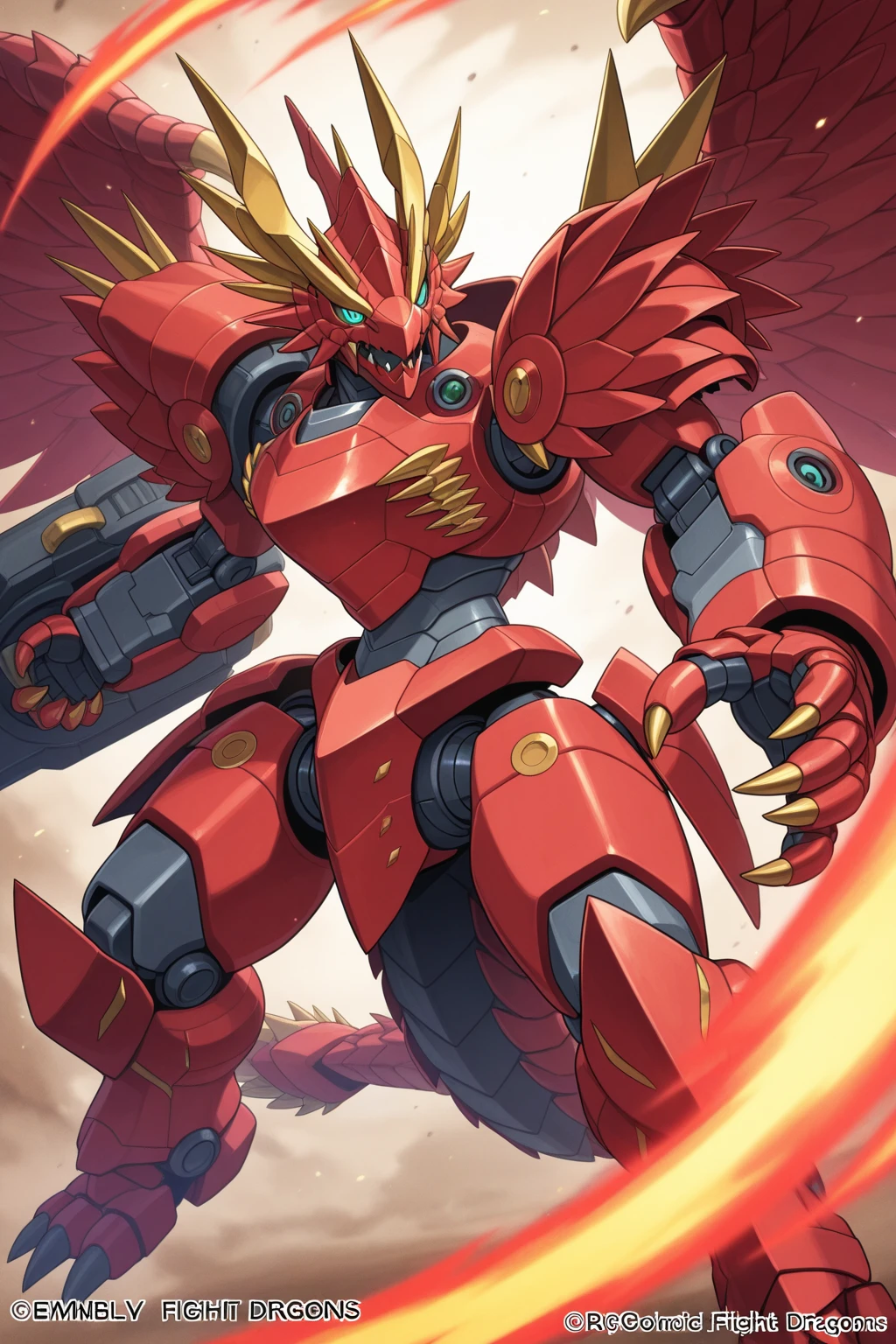 Big robotic dinosaurs fight robotic dragons