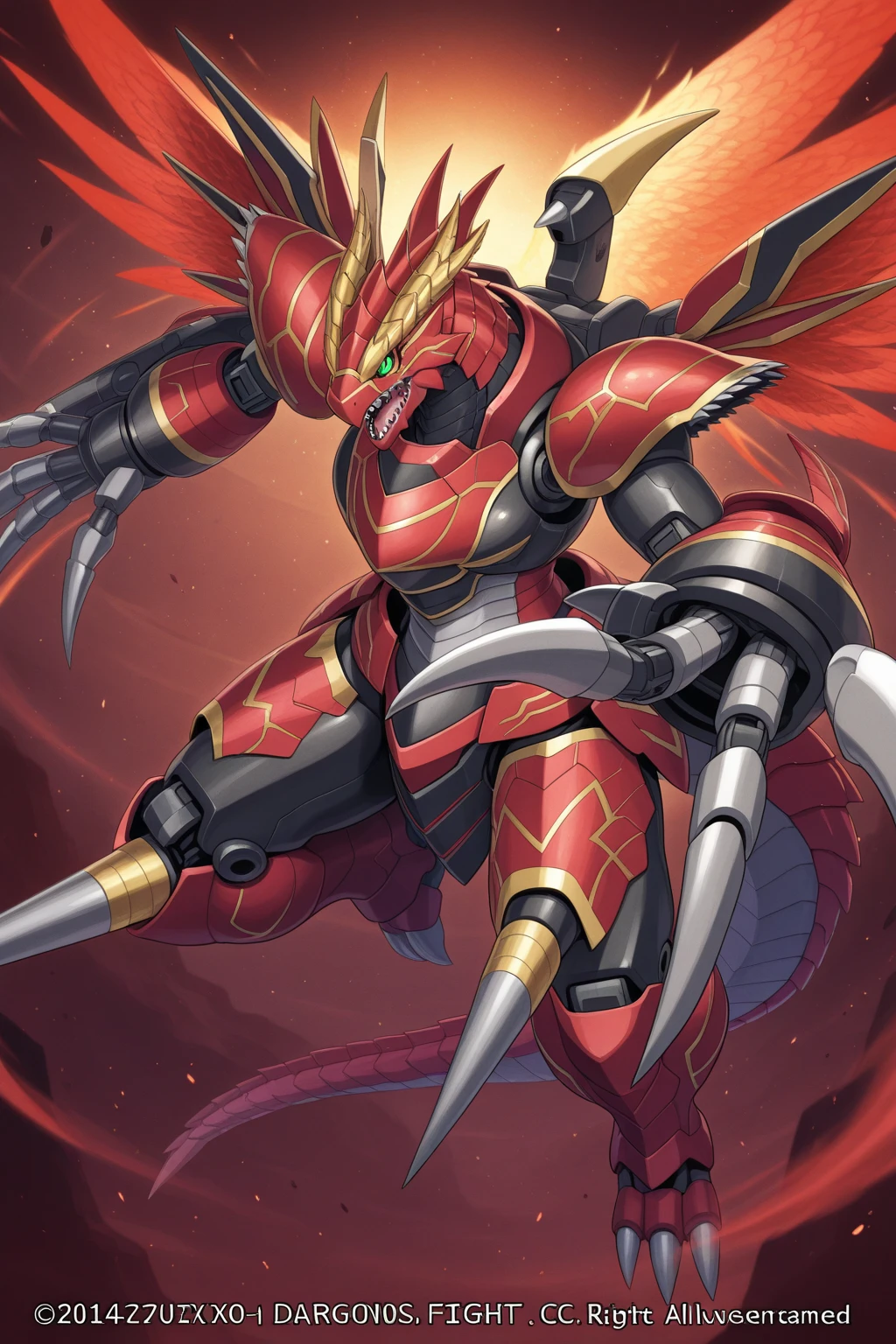 Big robotic dinosaurs fight robotic dragons