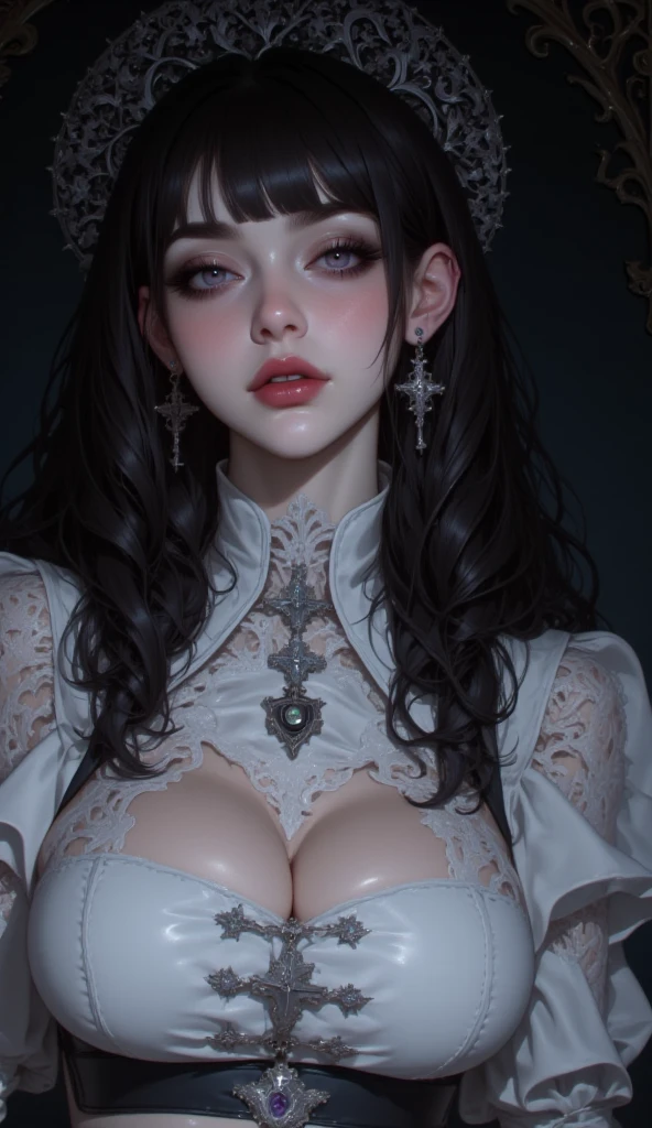 ultra detailed 8k cg, gothic, large breasts, gothic architecture,