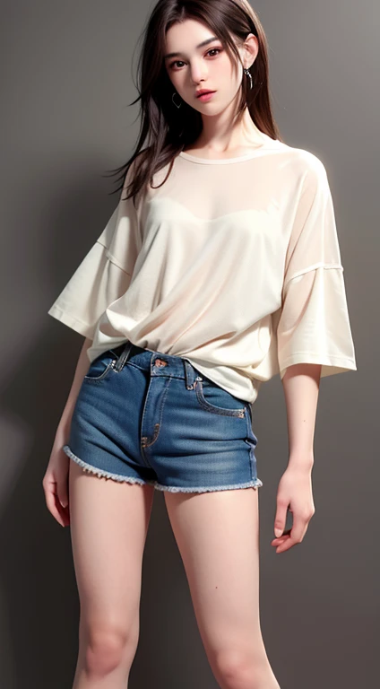 (highest quality,masterpiece:1.2),(Realistic, photo-Realistic:1.4), RAW Photos, High resolution,  Very detailed,In detail, Very detailedな, Very detailedな, Light contrast, Cinema Lighting, alone, One girl, Japanese female idols, delicate, beautiful, wonderful, Seductive pose, Detailed face, Fine grain, Pale skin, Shiny skin, In the pouring rain,Soaking wet、 (Drenched white t-shirt,Soaked denim mini skirt), (Covered areola and nipples:1.2), Photo Background, Outdoor, Cityscape,Small breasts、桜色のbeautiful乳輪、Erect nipples、Small butt、Shaved、Soaked from head to toe in the rain、The rain makes my shirt transparent、smile、Hair is also soaked、water droplets dripping from hair、The white T-shirt is completely see-through、Her breasts are completely visible、The areola is clearly visible through the transparent