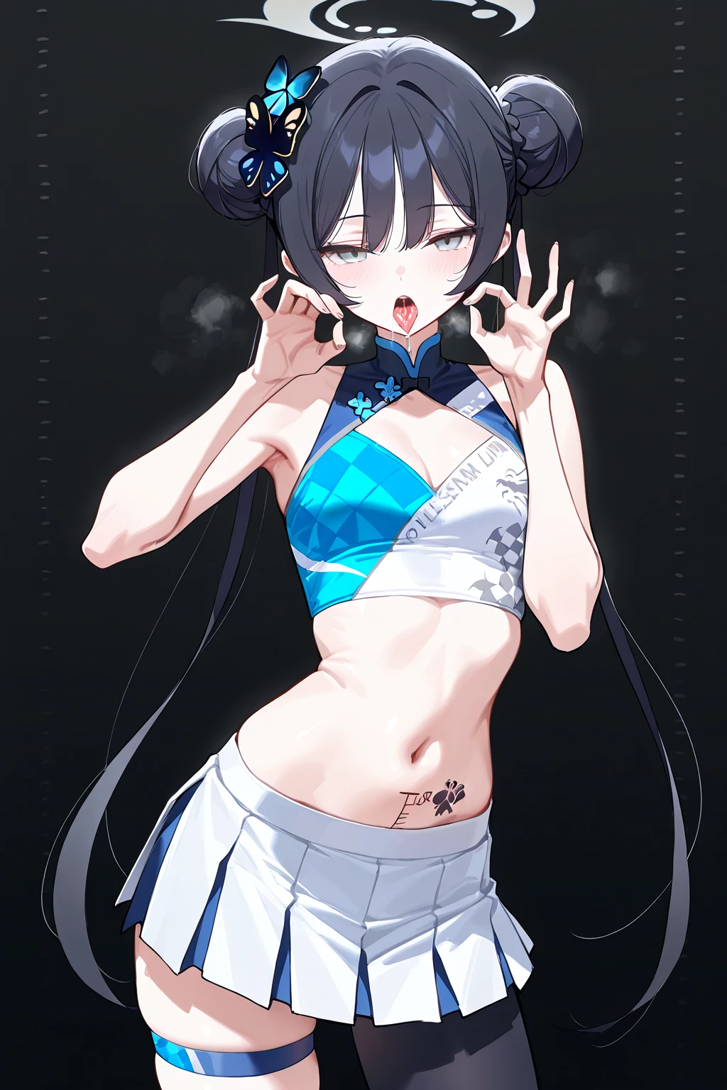 Black hair, Short, Cat ears and tail tall woman naked