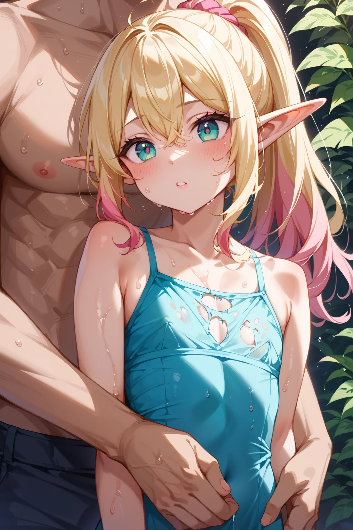 hANDSOME OLDER PINK HAIRED WOMAN HAVING SEX WITH A MALE OLDER MATURE BLONDE ELF WITH GREEN EYES AND LONGER HAIR, MAKING OUT, BLUSHING, GROPING, HAVING SEX