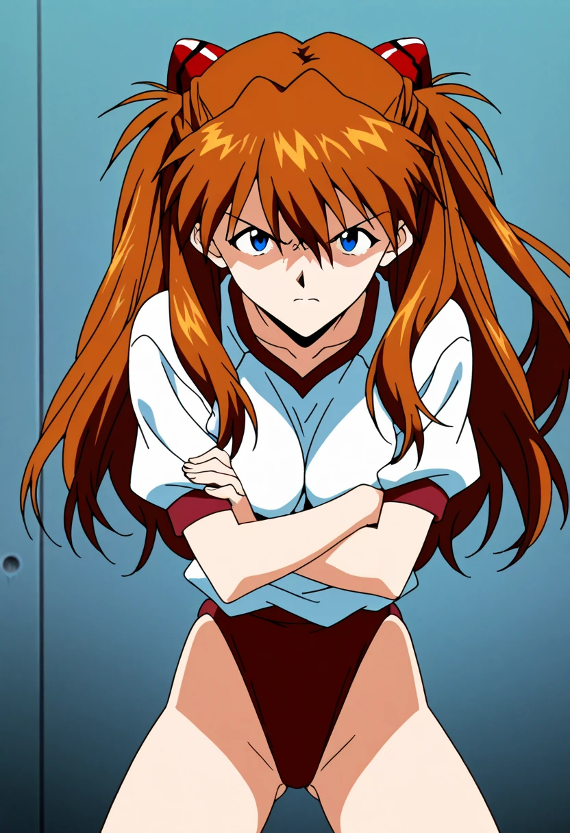 score_9, score_8_up, score_7_up, score_6_up, score_5_up, score_4_up,  <lora:OldAnimeStyle_XL_v3:0.75> Vintage, 1990s \(style\), 1girl,  biting own lips, (disgusted look:1.2),