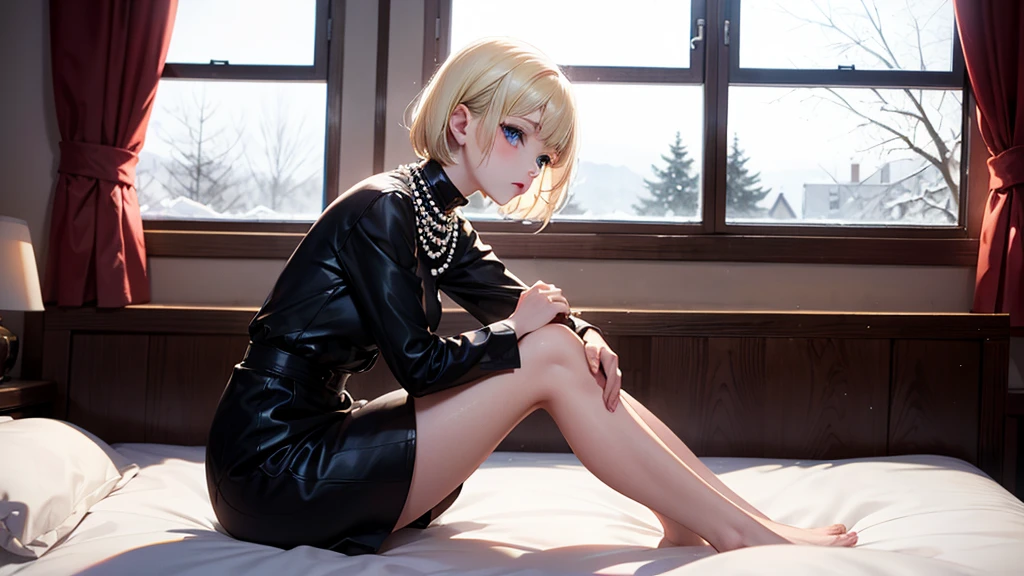 cinematic photo Misa1024, a full body blond woman dressed in black laces miniskirt, lace gloves, stocking, cross necklace, twerks, japan background<lora:Misa1024:0.8> . 35mm photograph, film, bokeh, professional, 4k, highly detailed