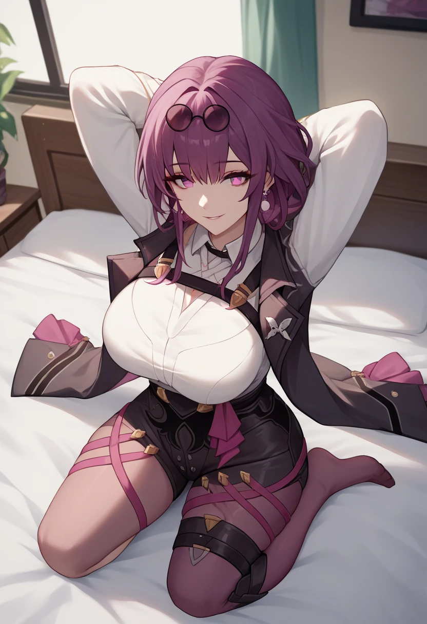 1girl, kafka \(honkai: star rail\), honkai \(series\),living room,lying on a sofa,bondage,gaged,???????,rope, shibari,hand behind back,masterpiece,very aesthetic,newest,