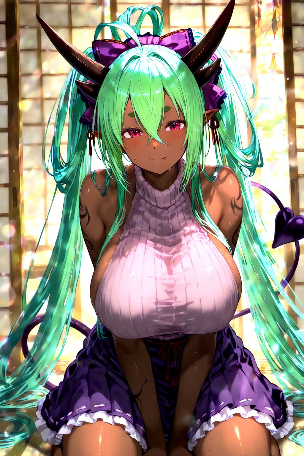 1woman18歳、(Light purple hair.Light Green Hair:1.8)
for example:
Rule of thirds composition,(Mouth half open:1.1)
Beautiful sparkle,(Composition from directly above:1.8))
Romanticism, Glossy skin、Glowing Skin、
delicate design、The most beautiful々color, particle,kind, magic lights美しい18歳、Fox Ears、Like Fujiko Mine、Beautiful Eyes、smile、atmosphere、Ocean、Dance vigorously、(( Cowboy Shot,))、cyan髪、Sweat、、Big Breasts、art、Ultra-high resolution、Highest quality、masterpiece、kind, magic lights(((Angle from directly below))), Beautiful details, 16k, Absurd, masterpiece, Very detailed, beautiful girl, ((細部までこだわった光沢のある女性らしい光沢のあるオレンジcolorのパンティーの裏側:1.8)), One girl crouching, (((Panty Force:1.8))), オレンジcolorのメッシュの毛先を持つ灰colorの髪:1.8)、Panty shot、Chest emphasis、naked.(Huge breasts:1.8).(Show off your breasts:1.6).open legs:1.8、(ahegao:1.1).(nakedwithpanty:1.5).(Shiny light green lace panties:1.3)、(Showing her light pink nipples:1.8).(cum:1.8).(bukkake:1.8)、(ahegao:1.5)、(Looking up:1.5)