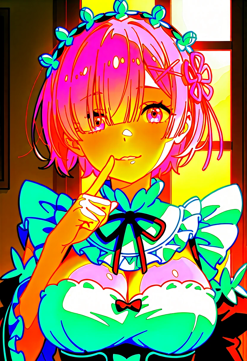 nejikawaraimu
pink hair, short twintails, hair bobbles, star hair ornament, asymmetrical bangs, short hair, pink-framed eyewear, purple eyes, nsfw, nude, naked, 1girl, large breasts, nipple. empty eyes, crying 、whole body, amusement park、