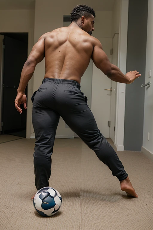 Un hombre ????? con la cara se parece a Henry Cavill. Black man, Su cuerpo es musculoso.. Cochas, pelo contra el viento. barba dentada.  Big butt,. Full body. Fajado, pantalon de vestir plateado, backside.  bent over 
