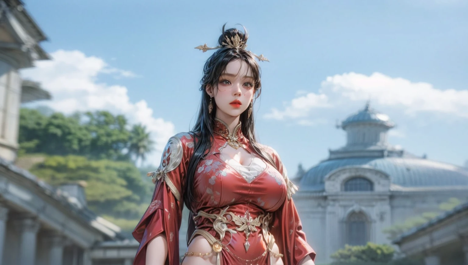 ultra realistic 8k cg, flawless, clean, masterpiece, professional artwork, famous artwork, cinematic lighting, cinematic bloom, perfect face, beautiful face, fantasy, dreamlike, unreal, science fiction,   lace, lace trim, lace-trimmed legwear, luxury, jewelry, diamond, gold, pearl, gem, sapphire, ruby, emerald, intricate detail, delicate pattern, charming, alluring, seductive, erotic, enchanting, hair ornament, necklace, earrings, bracelet, armlet,halo,autumn,
((,1girl, pov,best quality, ))  , ((((,1girl,  solo, huge_breasts, ,   looking at viewer,     standing,  ))))