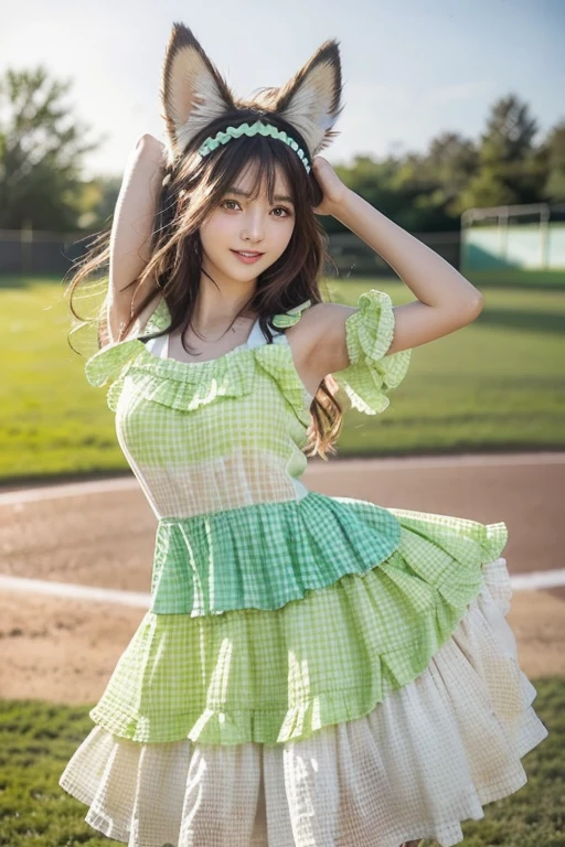 hitomi: large almond-shaped eyes with a green tint due to the influence of melon,。Long and curved eyelashes make the eyes stand out。
Body: It has a small and round shape,、bright lemon yellow。Has a cute striped or dot pattern like a melon。
The hair: short, wavy green hair。There is a cute clip in the shape of a lemon leaf in the hair。
nature:

expressioness: Always cheerful、She has a cheerful smile on her face。Her smile is、Symbolizes the freshness and sweetness of lemon and melon。
nature: enjoyably、Be curious。Thinking of friends、Always like to adventure and learn new things。
garments:

doress: Has a fusion color of lemon yellow and melon green、Cute dresses with plenty of frills。The dress is decorated with small lemon and melon illustrations and appliqués.。
accessorized: Small brooches or pendants in the shape of lemons and melons。
stunt:

the pose: while jumping、Pose with your hands wide open towards the sky。Every time she jumps、The scent of lemon and melon spreads around。
This Leron-chan is、As a companion for fun adventures for children、pure、It also has the role of teaching the fun and freshness of fruits.。