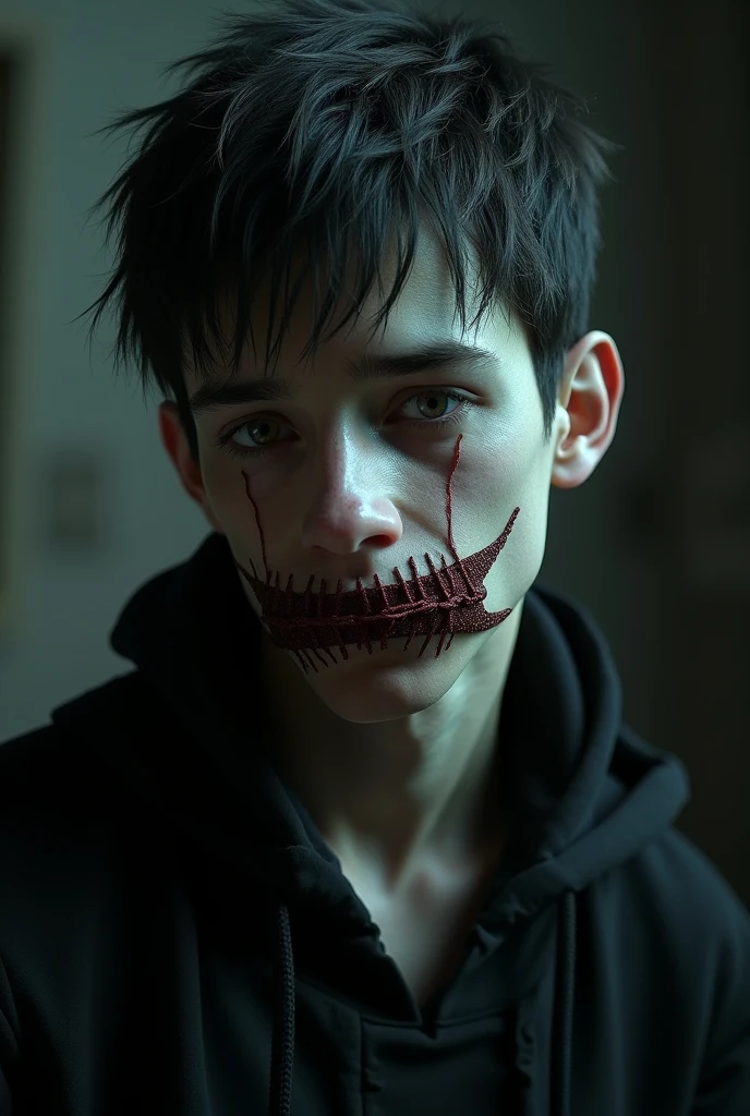 arafed man wearing a mask with a creepy face, twisted god with no face, darkwave goth aesthetic, anonymous mask, anonymous, masked person in corner, in an alleyway during the purge, creepy aesthetic, broken mask, pale white face, dark academia aesthetic, photo of scp-173, bladee from drain gang, scary look, horror aesthetic