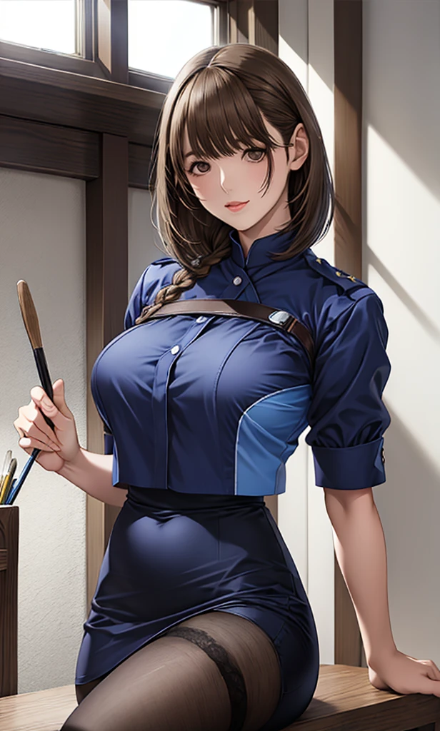 (masterpiece:1.2, highest quality), (realistic, photorealistic:1.4), beautiful illustrations、Bow tie watching the audience,Front view, (((Maid clothes with wide open chest))) 30 years old、perfect face, Cute symmetrical face, shiny skin,
random hairstyle、Big eyes, droopy eyes, long eyelashes、beautiful thighs、Tall and beautiful hair, beautiful face, fine and beautiful eyes, beautiful clavicle, beautiful body, beautiful breasts, beautiful thighs, beautiful feet, beautiful fingers,
((fine fabric texture)),
(beautiful scenery),(business office background), Are standing, (smile), (((skirt lift, panties are visible)))