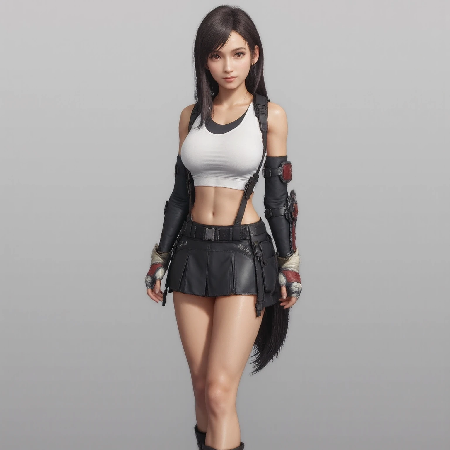 ((Best Quality)), ((masutepiece)), ((Realistic)), With a girl with perfect beauty standing in a peaceful Japan garden、Autumn leaves at eye level, Scenic, masutepiece, (hight resolution), Original, extremely detailed 8K , (Photorealistic:1.4),face perfect, Perfect eyes,symmetrica body shape,Smile, 、1adult lady,(huge bust),((Super giant robot)),Shiny smile,Tank Tops,Black leather pants,full body Esbian,Beautiful city at dawn,