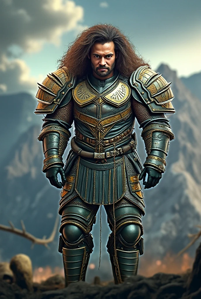 close-up head, facing (camera:1.43), realistic digital painting portrait of a warrior (male:1.5) human, wearing a large shield, (very detailed short black hair:1.1) (short black beard:1.1), (Dungeons and Dragons:1.3), fantasy universe, metal breastplate with red and gray battle worned, (underground cavern background:1.2), (light particle:1.1), (very detailed skin:1.2), (game concept:1.3), (elden ring style:1.3), (arcane style:0.8), (depth of field:1.3), global illumination, art by hoang lap and fuji choko and artgerm and greg rutkowski and viktoria gavrilenko