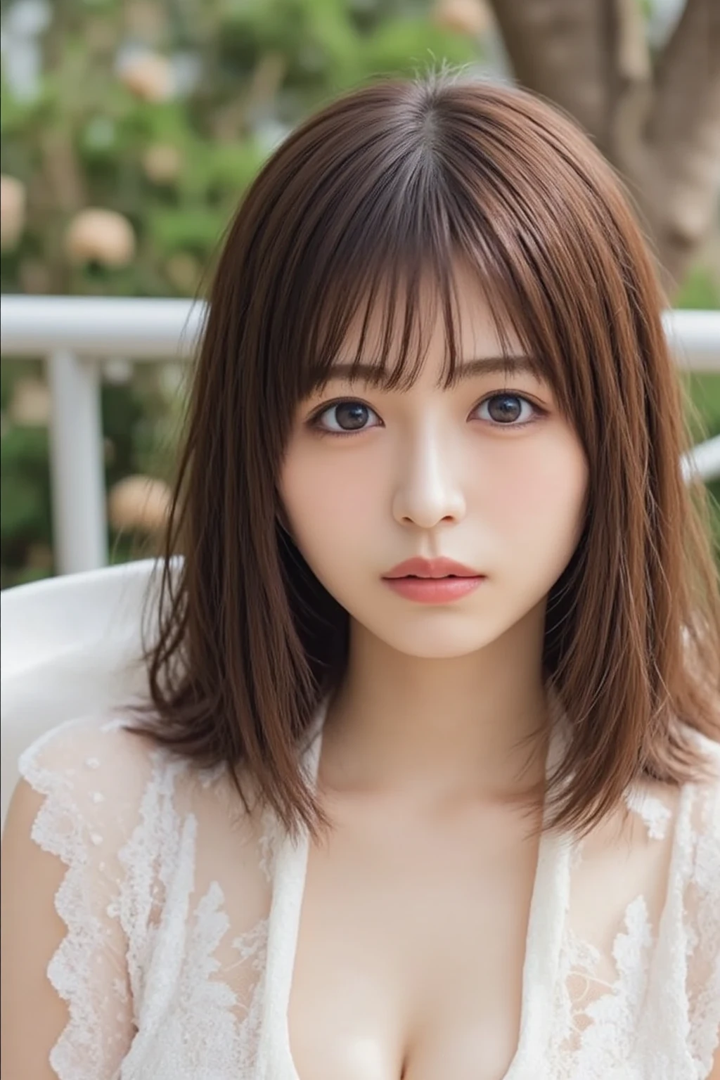 (highest quality, 32k, High resolution, masterpiece:1.5, ), Memorable photographs in an abstract style, ((In a swirl of fantastic pastel colors and soft light)), Evoking a soothing tranquility and elusive beauty, Very rich emotional expression, Have a rich imagination, Cute Japanese Girls, whole body, Unexpected angle, An exceptionally beautiful face, Magical big eyes, Looking up at the sky with a gentle smile, motherhood and tolerance, Overflowing affection, ((Shiny brown hair)), Beautifully styled super long silky hair, Asymmetrical bangs, Hair between the eyes, Transparent and soft white skin, Neat, thin eyebrows, double eyelid, Detailed pale pink lips, ((Light blue transparent camisole,)), High resolution perfect clavicle, Beautiful chest in high resolution, Slender body with ample breasts, High resolutionの美しい太もも, Morning Stream, Soft sunlight, Professional Lighting, Professional Photographer, Professional Model,Mysterious