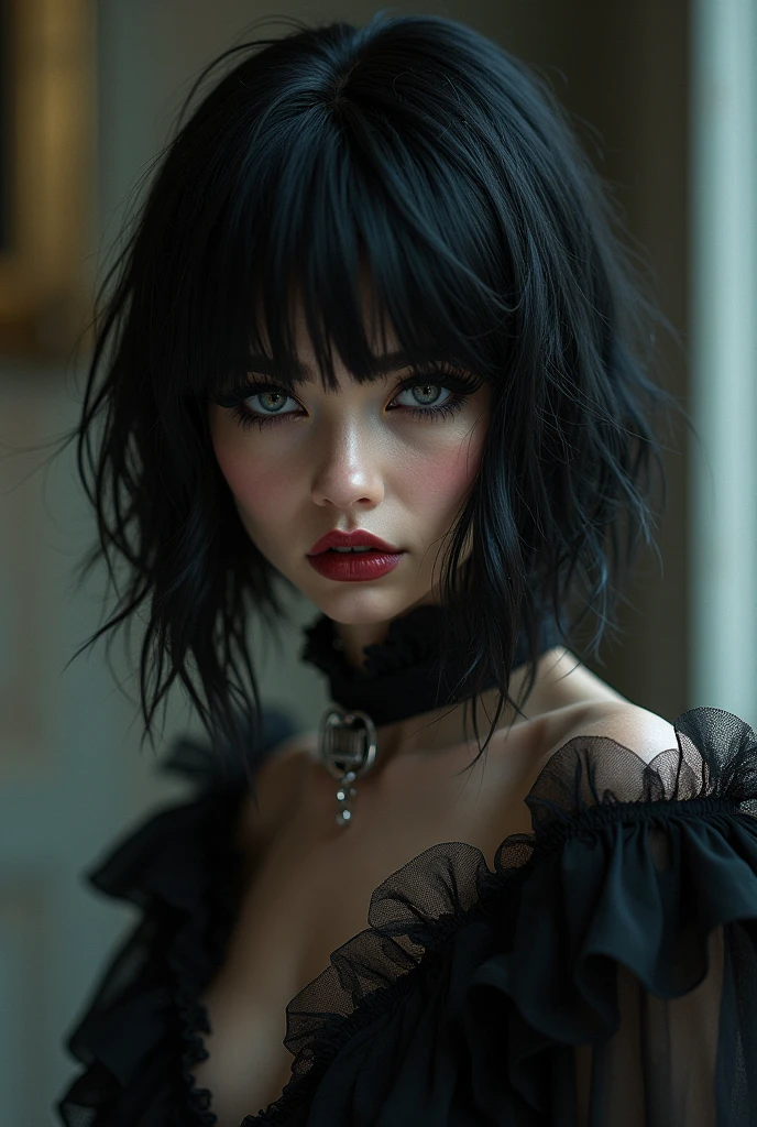realistic painting...gothic young woman...