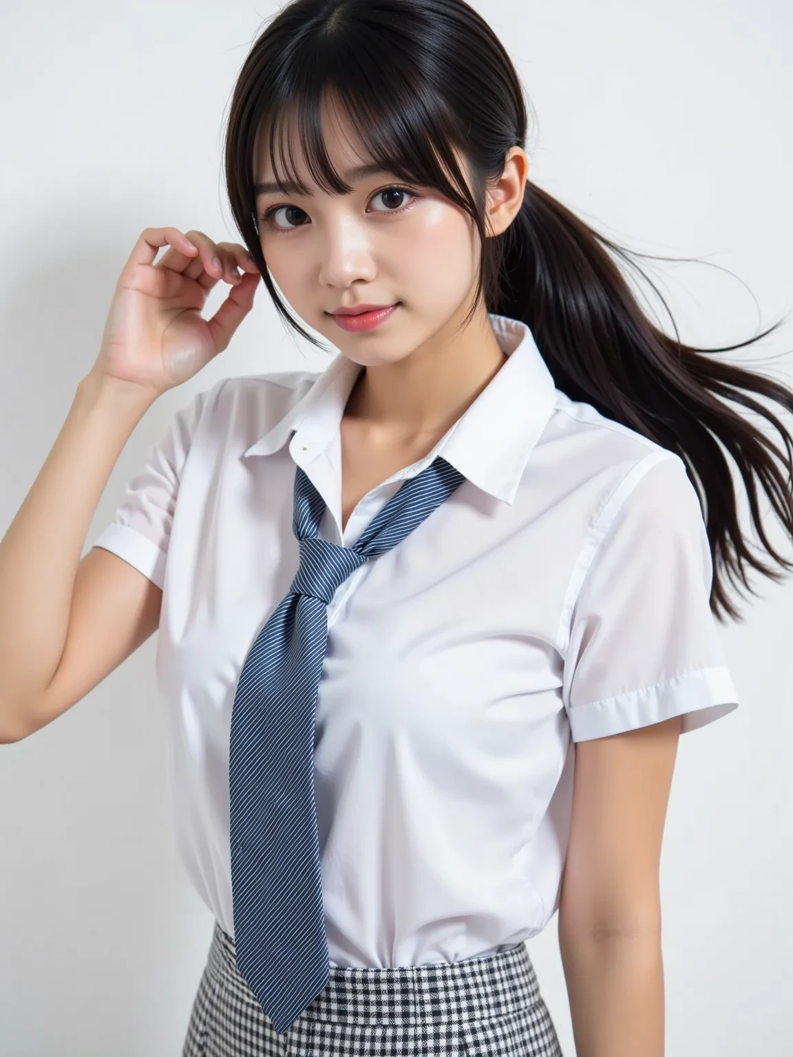 ((Big breasts, 18-year-old girl, small head)), (((15)) Daylight (8K, top quality, masterpiece: 1.2), (Realistic, Photorealistic: 1.2), (Short wavy hair: 1.2), (Panty shot)))), (Back view))))), (((Butt)), Solo, Beautiful Definition Sky, Night, Wet, Watching the Viewer, (Sit: 1.5), date, futuristic, (nose brush), smile, big breasts, fine beautiful eyes), (short hair: 1.1), panty shot, spread legs, (((skirt, school uniform, white panties))), socks, black hair, shirt, blurred background, knee-high, white shirt, loafers, realistic, long hair, lips, brown eyes, black socks, tie, pleated skirt, bow, headrest, sideways, outdoors, brown footwear, masterpiece, top quality, ultra detailed, ((((panty shot)))), ((spread your legs)))),