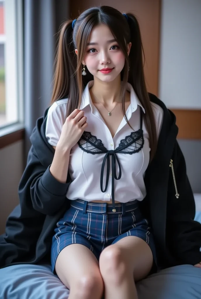 (BLAshadow:1.3), (night:1.4), (A young woman idol, perfect face, with a shadow on the face and body, shirt, bow, jewelry, earrings, long brown hair, Sitting on the sofa:1.1), [Dilraba Dilmurat : IU:0.5], (close-up, Smile, double eyelid, makeup:1), (late at night, highest quality, no lights, masterpiece, best quality, highly detailed:1), (realistic skin texture, supple skin:1), (earth tones, Rustic-Style Coffee Shop, dark, realistic, real shadow, complex environment:1.2),(by Kohki Yamaguchi:1.1), <lora:epiNoiseoffset_v2:1.3> <lora:BLAshadow_AIARTBOT_v1:1>