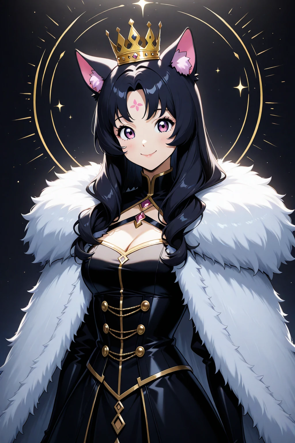 huge chest, curved, female, fantasyHere is a cartoon picture of a woman with a very large chest, , vest, pants, black hair, sacred aura, inspired by Luma Red, the non-binary deity of spring, ethereal rainbow nimbus, the butterfly goddess of fire, inspired by Marie Angel, will have shining around her, like the sun goddess, "uwu the prismatic person, big breast, happy, beautiful eyes, , full body, walking, long dress, long dre, nun, priestess, saint, body of venus, bent, huge chest, forest, walking, smile, sharp teeth, black coats, coat,dark skinned, twinbraidsbrow hair,very brow hair,red eyes, cat ears,two arms, black body suit, pantyhose,vest, pants