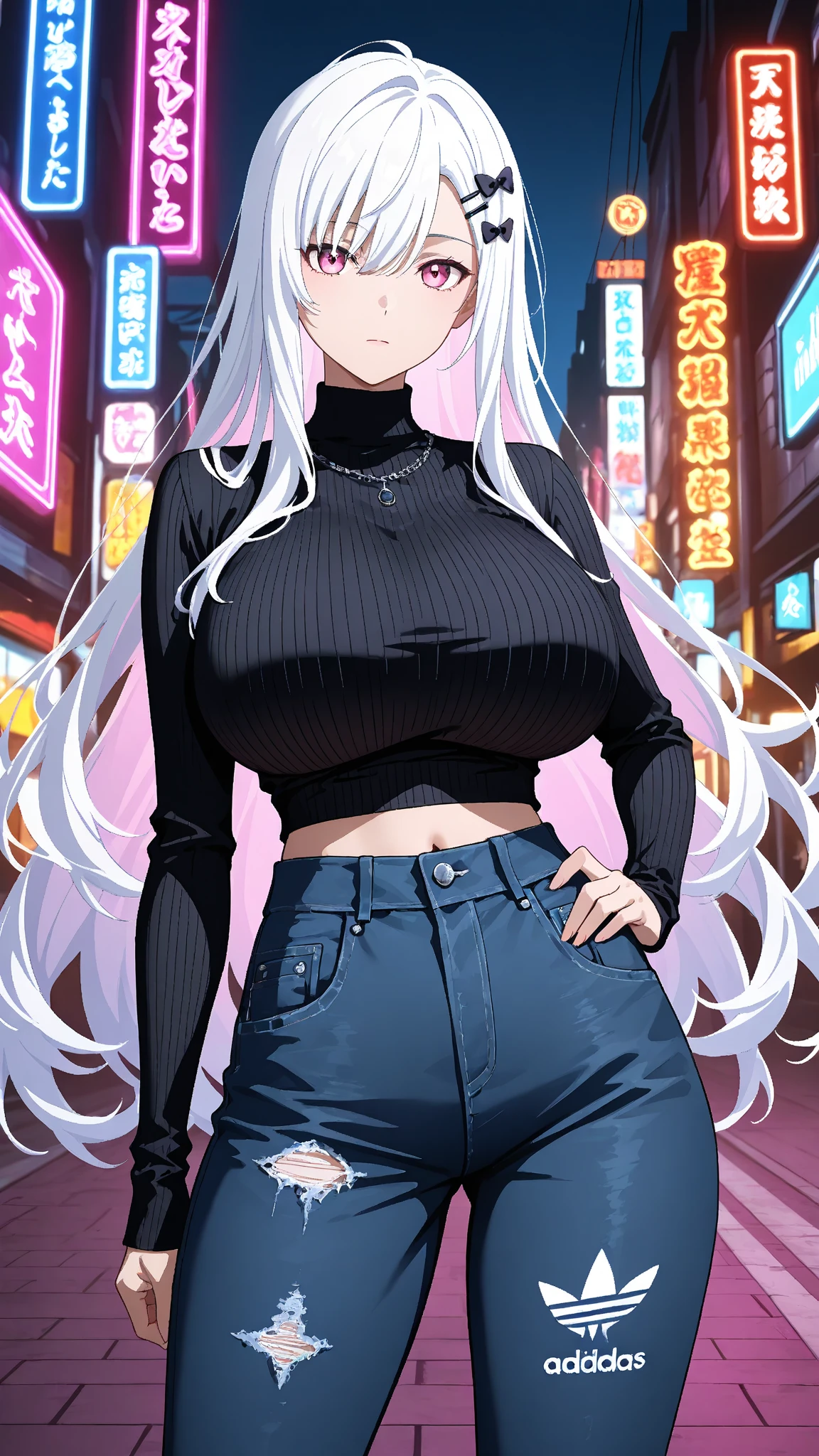 (masterpiece, best quality), beautiful woman, detailed sleeveless turtleneck top, pants, necklace, wavy hair, perfect face, beautiful face, alluring, big gorgeous eyes, open mouth, sexy look, perfect slim fit body, (outdoor), city streets, new york, bright colors, with dildo in her hand