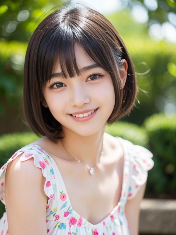 (Best-quality, Masterpiece, Ultra-High-Resolution, (Photorealistic:1.4), Raw-Photo, depth-of-field, professional-lighting, perfect-anatomies, extremely-details), 1girl, 15-years-old, the most famous Japanese-idol, ((wearing extremely realistic and extremely cute lacy-clothes with cute-patterned)), looking at viewer, ((innocent smile)), (((dynamic-pose))), (extremely cute and extremely realistic face, ((extremely cute and extremely big and extremely realistic solid-circle-eyes)), extremely beautiful and extremely realistic hair, ((extremely beautiful and extremely realistic skins)), extremely cute and extremely realistic long-eyelashes, extremely cute and extremely realistic lips)