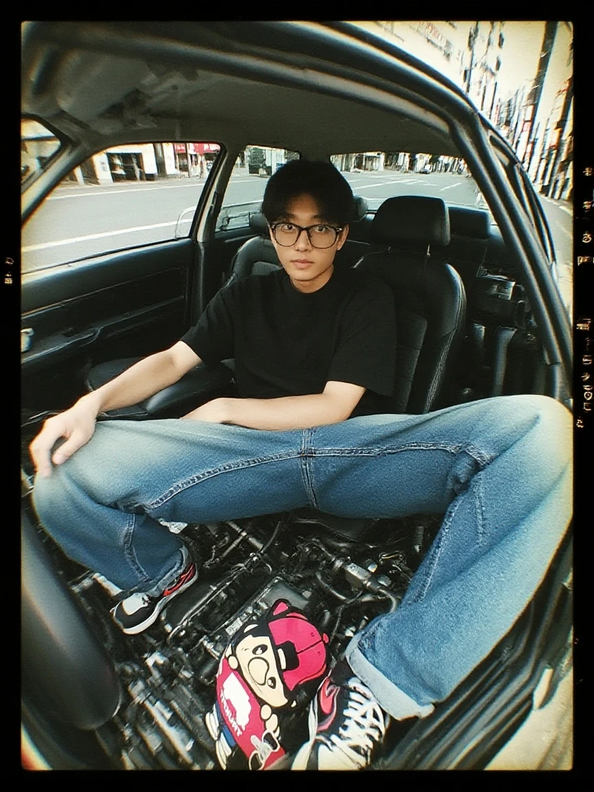 age 55，Kogoro Mouri，fathery，Tong，Bulge，Sitting in the car，Black short stockings，Slip shoes，(There is milky translucent mucus under the sole)