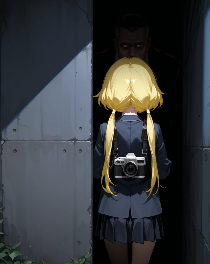 Nudist blonde girl crouching with smartphone、Lots of close elementary school boys looking at each other with curiosity、surround each other's face、naked recording screen、in group photograph、Group Selfies、from side