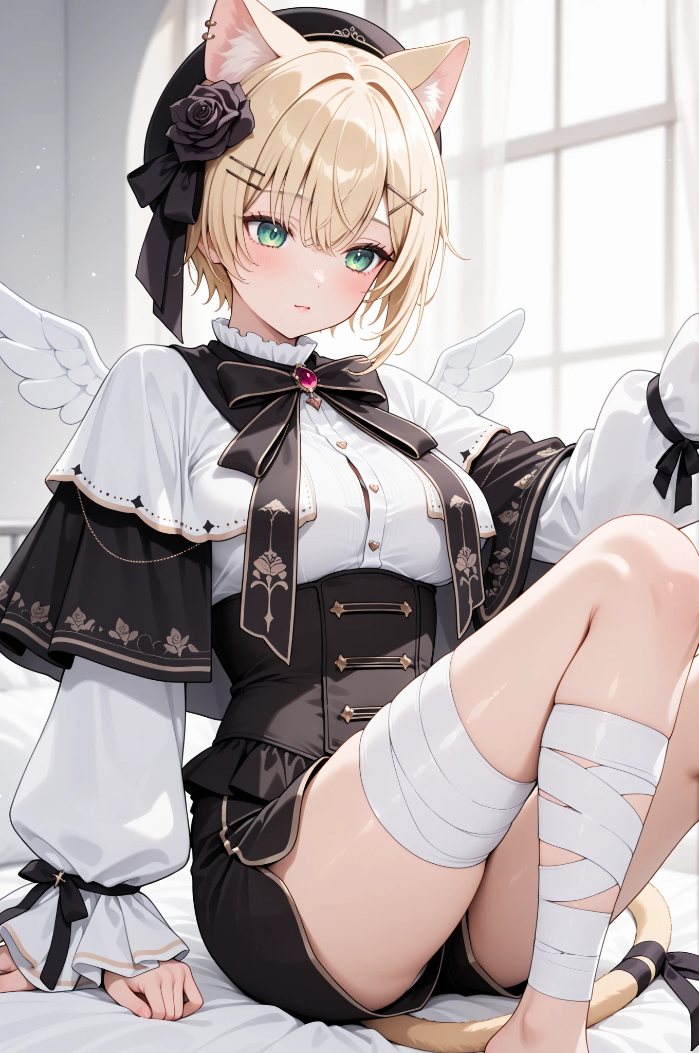 Top quality RAW photos in 32k resolution taken with Canon EOS R3, (frombelow:1.15),(masterpiece、top-quality)、Crotch girl in gothic lolita dress, Being inside the building, European style architecture, pink underpants,Short-haired blonde,Angel wings,A smile, Kamimei,Refreshing,,Show off your underwear,Beautiful anime girl showing pants, Anime girls show off their pants,Spread your crotch, thighs thighs thighs thighs!!!, Beautiful fece,white cheeks,, thighs thighs thighs thighs!!!!!!, thigh closeup, Bare thighs!!!,