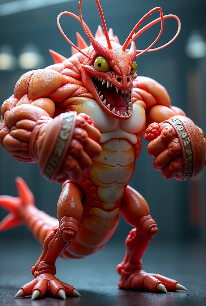 Muscular nude dragon in a jockstrap with a bulge