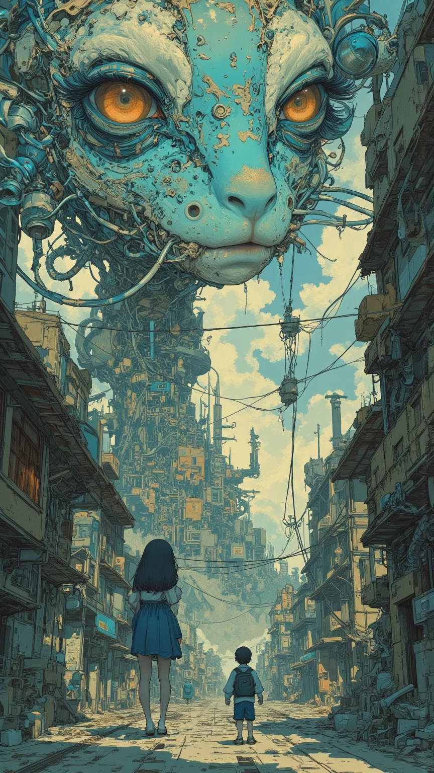 Create an abstract creative arts design, something like a collage, inspired by the art of Moebius, make it weird and gallery worthy