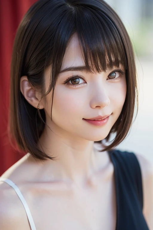 (software:1.8、masterpiece, Highest quality),1 person, alone, hyper Realistic, Realistic,Realistic, Looking at the audience, Light brown eyes:1.4,Brunette Short Bob Hair with highly detailed shiny hair, Brightly colored winter clothes, Lepangas:1.4), Outdoor, Mouth closed, Upper Body、big chest eye、eyelash、{Hugeな|big chest|Hugeなな|Mega} whole :2, chestの谷間:2、(((big chest eye、Short Bob Hair、Highlights from Students、Looking at the audience、She is very beautiful and cute、Show me your ears、Long neck、smile、Close your mouth and smile、Bangs and beautiful teeth)))、Ideal body type、（Nothing is drawn、A very beautiful pure white background:1.6）、美しいLong neck:1.4、(({Huge|big|Hugeな|Mega} chest, chestの谷間:2、Upper Bodyは服を着ていない:1.6))、(((Portraiture:2)))、Perfect Anatomy