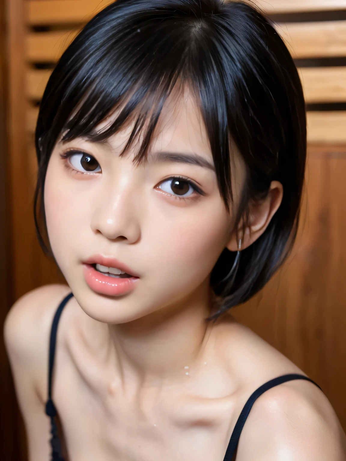 (High resolution:1.3), (16k, Photorealistic, Raw photo, Best image quality: 1.4), Japanese, (One Girl), Beautiful Face, (A vivid face), (Black-haired、short hair:1.3), Beautiful Hairstyles, Realistic eyes, Beautifully detailed eyes, (Realistic Skin), Beautiful skins, attractive, 超A high resolution, Surreal, High detail, Golden Ratio, Highly detailed cute girl,(20-year-old), (vaginal cumshot:1.4)