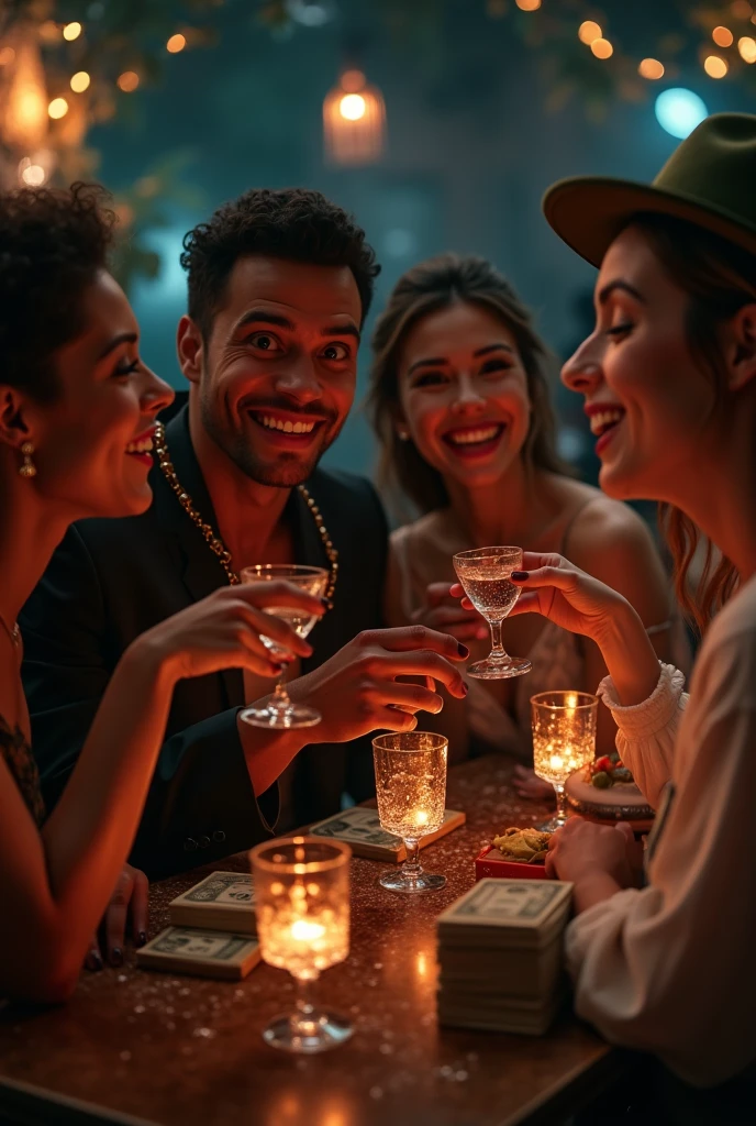 friends drinking at a street party