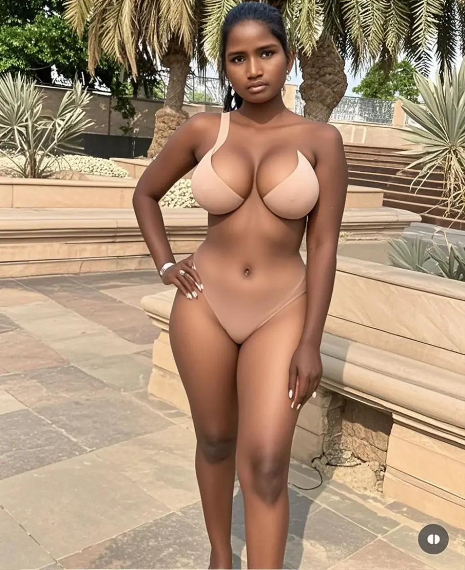 Medium breast horny Papua New Guinea teen girl, full body