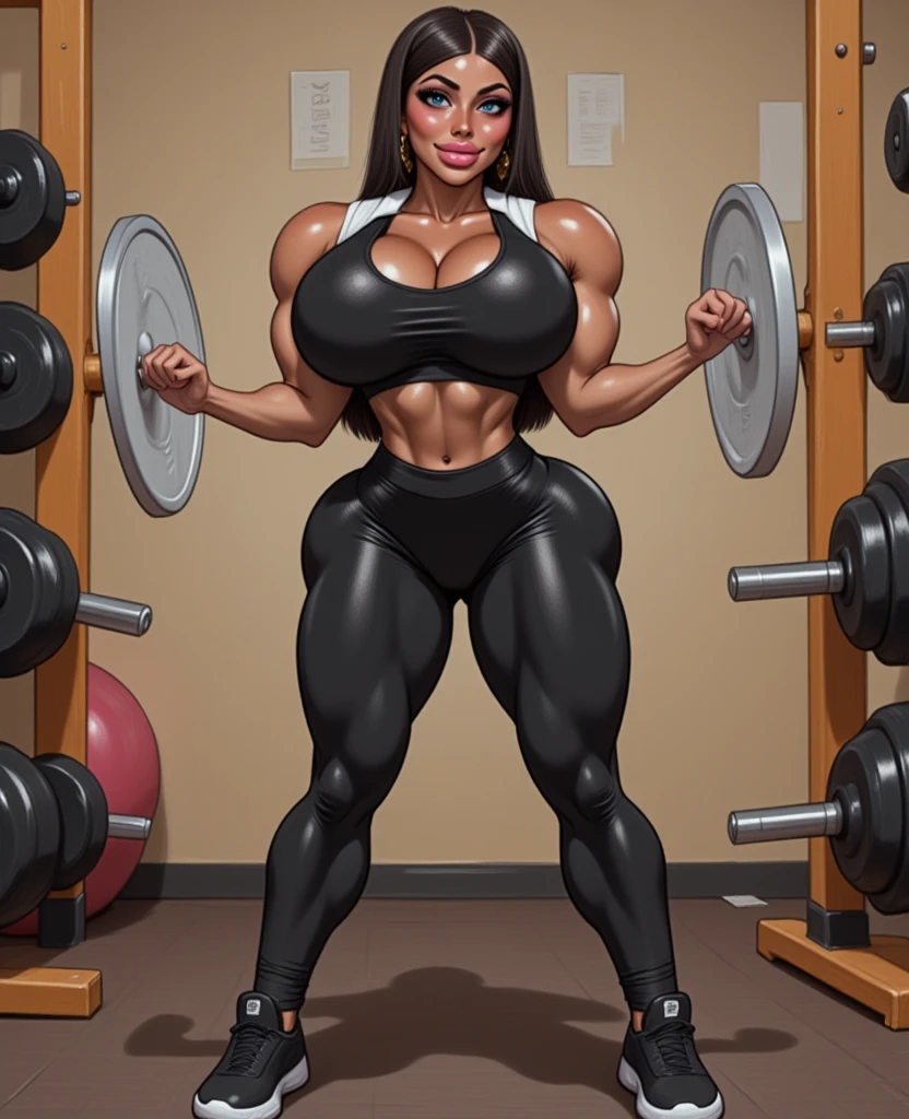 (best quality,4k,8k,highres,masterpiece:1.2,full body photo,a woman with a big breast, simple background, gym,on her knees,arms down),ultra-detailed,(realistic,photorealistic,photo-realistic:1.37,cleavage,hands on own chest,huge breasts),(black hair, straight hair, short hair,plumpy lips,redlipstic),oily skin, huge breasts(white bodysuit)
