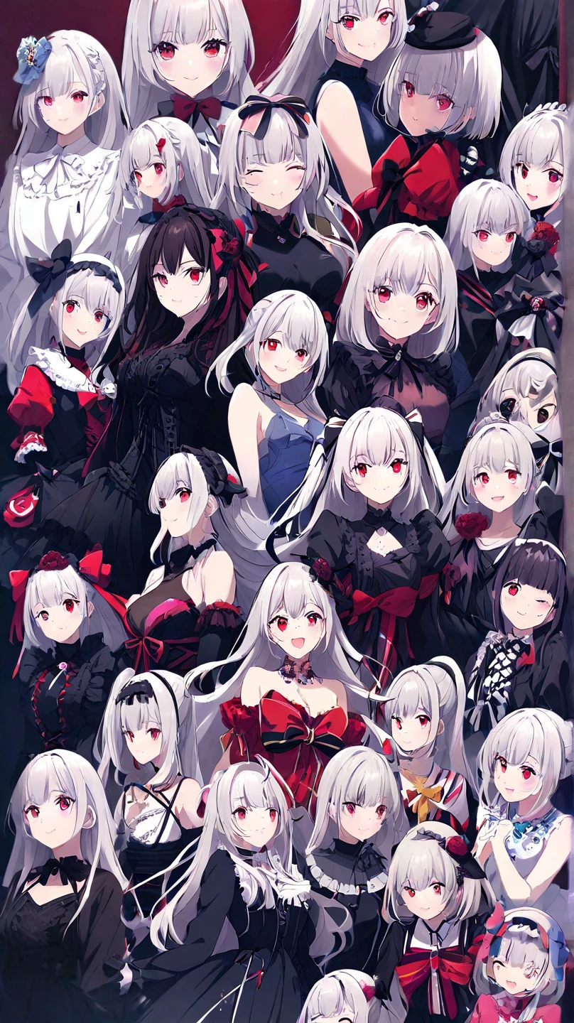 （（​masterpiece）），（（hightquality）），（（（hight resolution））），（（（（Harem of a large group of girls with purplish-silver hair）））），，（（（（Body shape々Harem girl with purplish-silver hair）））），（（（appearance々Harem girl with nice hairstyle and purplish-silver hair））），（（（（（（（Hair color is only purplish silver hair））））））），（（（twin tails of purplish silver color,））），（（（Short-cut purplish-silver hair））），（（（Long hair with purplish-silver hair））），（（（Purplish silver twin drill hair））），（（（Ponytail with purplish silver hair））），（（（Little girl with purplish silver hair））），（（Young girl with purplish silver hair）），（（Adult older sister with purplish silver hair）），（（（（Costumes different from the original）））），（（（（Hairstyle different from the original）））），（（（Proportions different from the original））），（（（（Sexy fluffy distorted underwear in maid clothes style）））），（（Fate））（（Fate Grand Order）），（（Kama）），（（Ribbon hair ornament on purplish-silver hair head）），（（（Glowing red eyes））），（（（Attractive look on this side））），