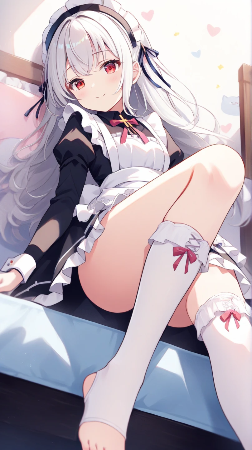 konpaku_youmu_touhou,(chibi:1.1),short_hair, ribbon, hairband, black_hairband, hair_ribbon, black_ribbon, bangs, white_hair,short sleeve, vest,(green mini skirt),blue_eyes,(green vest),bow, blush, black_bow, grey_hair,thighs,(from below:1.3),(upper body:1.3),open mouth, embarrassed ,blush,spread armpit, arms behind head,(spread legs:1.3),(legs up),(cameltoe:1.3),(white panty:1.3),masterpiece,Noise Reduction,perfect anatomy,high resolution, ultra-detailed, ultra-detailed face,game cg,dutch angle ,beautiful detailed eyes,visualart,five fingers, perfect hands, perfect lighting, sparkling pupils,