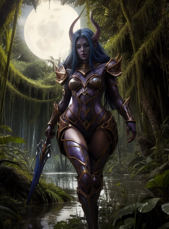 An alluring, sinister,beutiful Arabian woman backed into a corner, by several armored male soldier's conjuring blue ghost lit tendrils, ornately placed faces , ominous hands reaching and many glowing eyes, monstrous, hyperstylized,hyper detailed, hyperanimation, horror, macabre whimsical horror, hyper ybv
