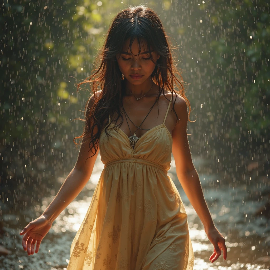 (woman standing, beautiful, wearing Yellow dress, (closeup:0.9),:1)
rain, <lora:dynamic_shot_16_rainy:0.75>
highres, high quality, high resolution, hd, 4k, masterpiece,