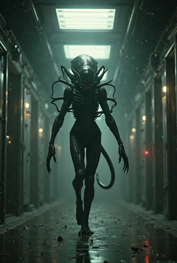 full body length,graphite goblin,native africa xenomorph,once pretty face,eyebrow up,full body shot,ominous landscape,niobium gray atmosphere,photo,photorealism,Masterpiece,hyper natural skin textures, hyper realism,hyper detailed,High contrast,Realism,Ultra Detailed,irina yermolova,close full body shot,32K resolution,Nikon Z9, ,demonic fog, smoke, audience, mist, featuring ultra-realistic and hyper-realistic elements, Marta Bevacqua, Ellen Jewett, Kawacy, Katsuya Terada, Carne Griffiths,concert lighting,  bokeh,  luminal space that feels both bright and surreal. Includes liquid fluid elements for added depth and movement. Rendered in an unreal engine and post-processed to achieve . Evokes a sense of dreamy, ethereal and mystical mood,horror pixar movie still,thriller disney movie ,pixar render, animated ,suicide
