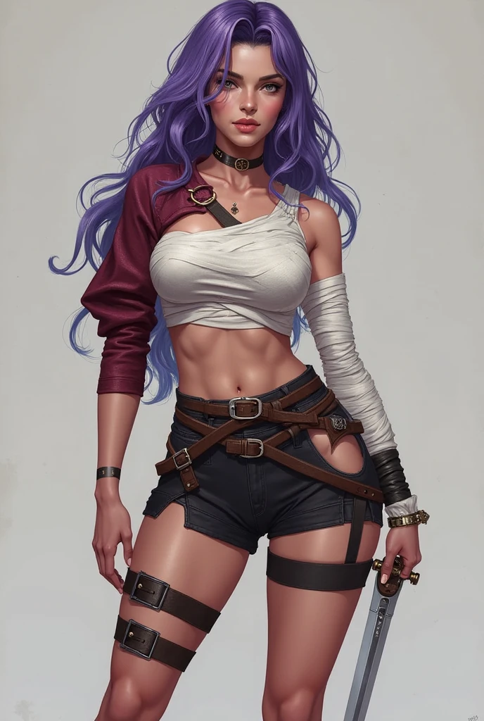 Very aesthetic inkpunk illustration, Alison Tyler, (((wielding a magic spear in his right hand))), sentada em uma cadeira simples, corpo inteiro, separated-lips, ,(((jaqueta de couro preta com rebites))) , ripped jeans, camiseta branca, , fundo da parede com graffiti, Arte por Mschiffer